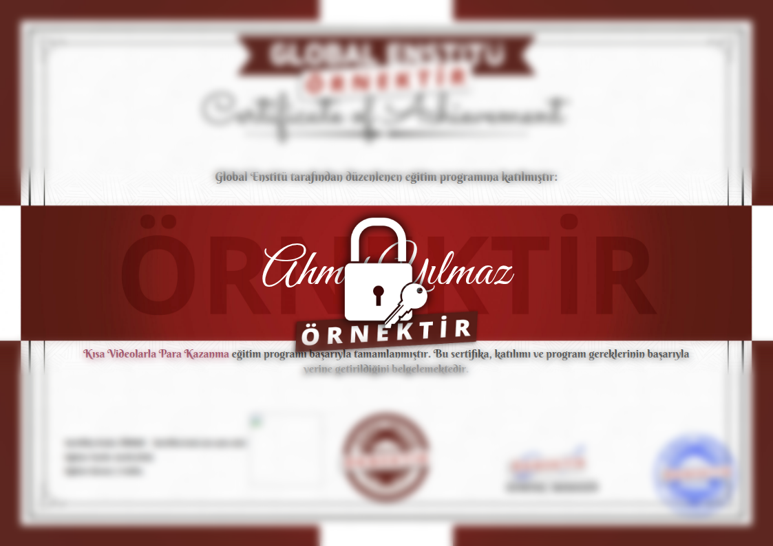 Örnek Kısa Videolarla Para Kazanma Sertifikası