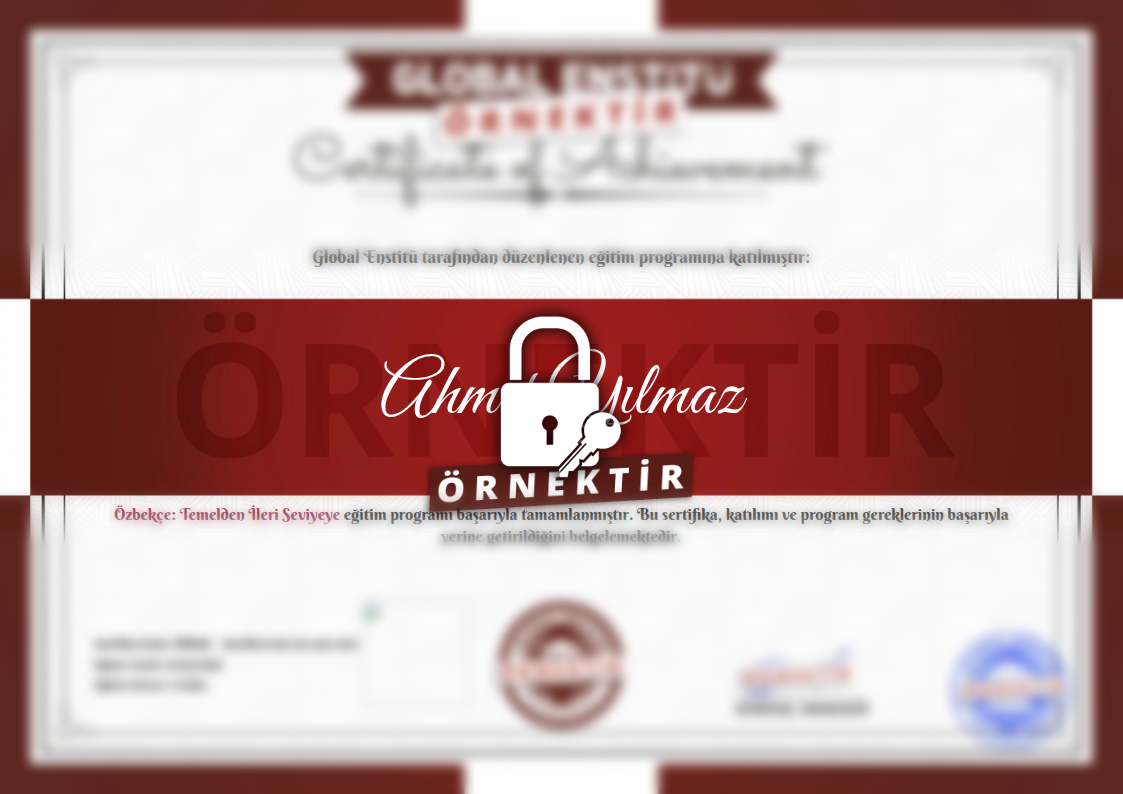 Örnek Özbekçe: Temelden İleri Seviyeye Sertifikası